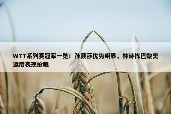 WTT系列赛冠军一览！孙颖莎优势明显，林诗栋巴黎奥运后表现抢眼