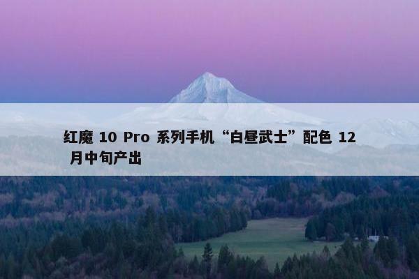 红魔 10 Pro 系列手机“白昼武士”配色 12 月中旬产出