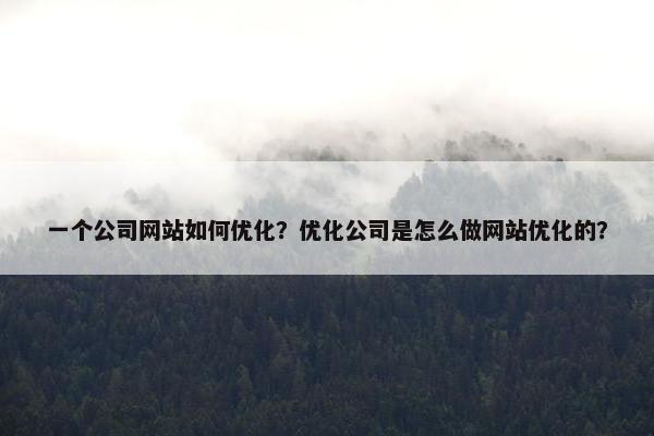 一个公司网站如何优化？优化公司是怎么做网站优化的？