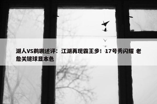 湖人VS鹈鹕述评：江湖再现霸王步！17号秀闪耀 老詹关键球显本色