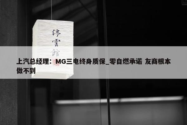 上汽总经理：MG三电终身质保_零自燃承诺 友商根本做不到