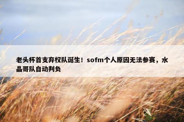 老头杯首支弃权队诞生！sofm个人原因无法参赛，水晶哥队自动判负