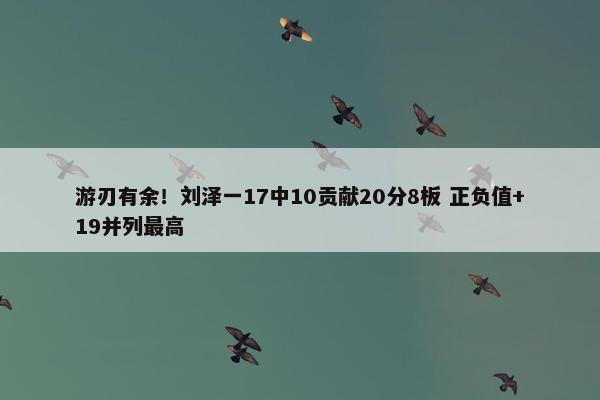 游刃有余！刘泽一17中10贡献20分8板 正负值+19并列最高