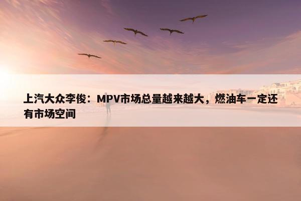 上汽大众李俊：MPV市场总量越来越大，燃油车一定还有市场空间