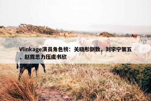 Vlinkage演员角色榜：关晓彤倒数，刘宇宁第五，赵露思力压虞书欣