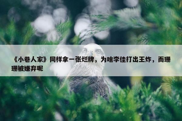 《小巷人家》同样拿一张烂牌，为啥李佳打出王炸，而珊珊被嫌弃呢