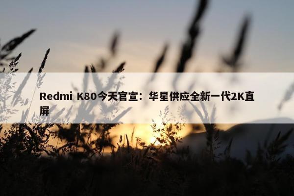 Redmi K80今天官宣：华星供应全新一代2K直屏