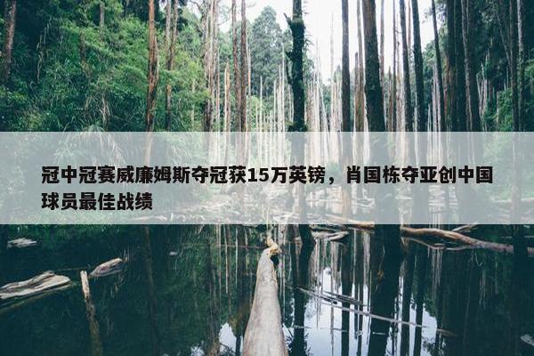 冠中冠赛威廉姆斯夺冠获15万英镑，肖国栋夺亚创中国球员最佳战绩