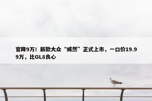 官降9万！新款大众“威然”正式上市，一口价19.99万，比GL8良心