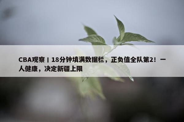 CBA观察丨18分钟填满数据栏，正负值全队第2！一人健康，决定新疆上限