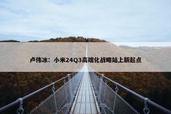 卢伟冰：小米24Q3高端化战略站上新起点