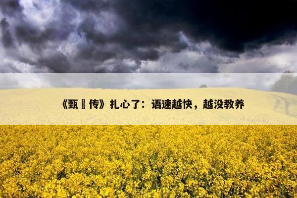 《甄嬛传》扎心了：语速越快，越没教养