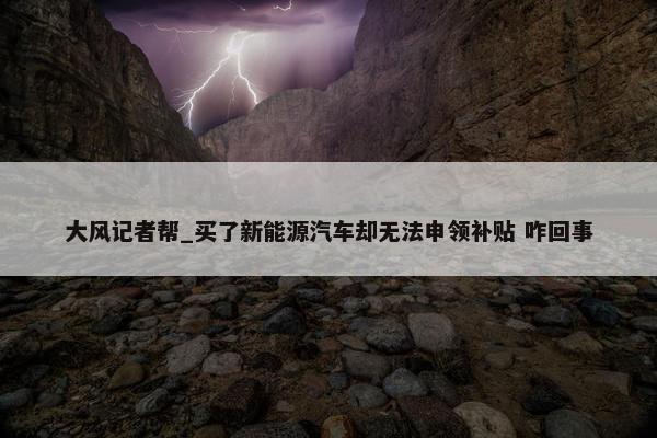 大风记者帮_买了新能源汽车却无法申领补贴 咋回事