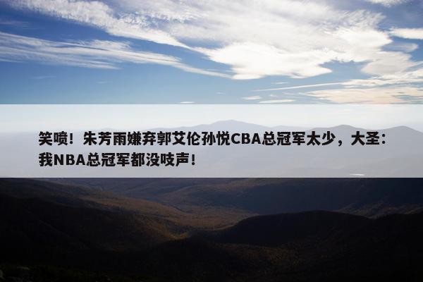 笑喷！朱芳雨嫌弃郭艾伦孙悦CBA总冠军太少，大圣：我NBA总冠军都没吱声！