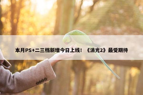 本月PS+二三档新增今日上线！《消光2》最受期待