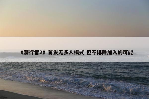 《潜行者2》首发无多人模式 但不排除加入的可能