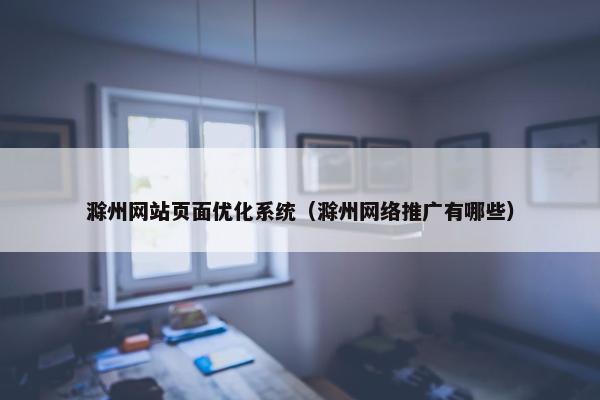 滁州网站页面优化系统（滁州网络推广有哪些）