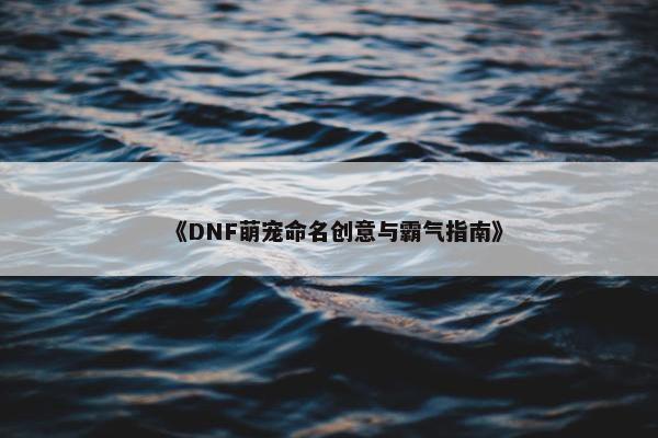 《DNF萌宠命名创意与霸气指南》