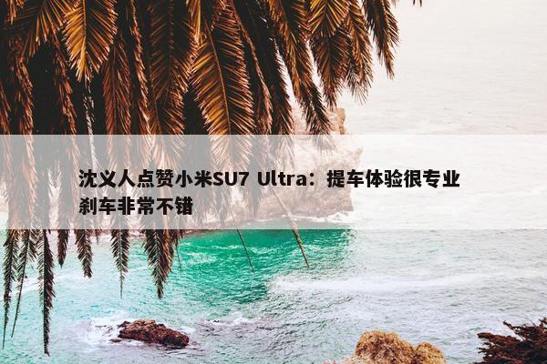 沈义人点赞小米SU7 Ultra：提车体验很专业 刹车非常不错