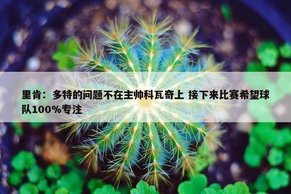 里肯：多特的问题不在主帅科瓦奇上 接下来比赛希望球队100%专注