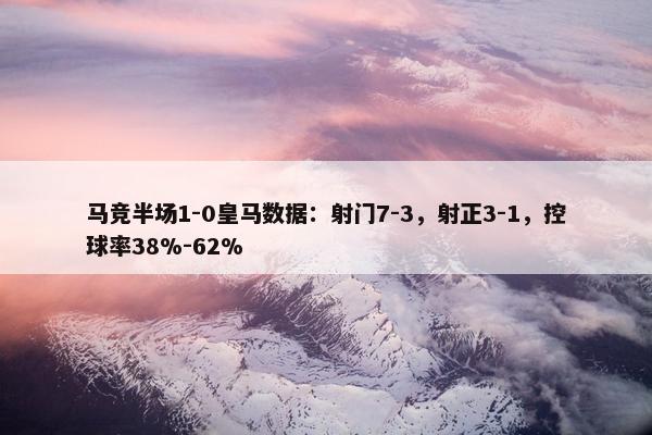 马竞半场1-0皇马数据：射门7-3，射正3-1，控球率38%-62%