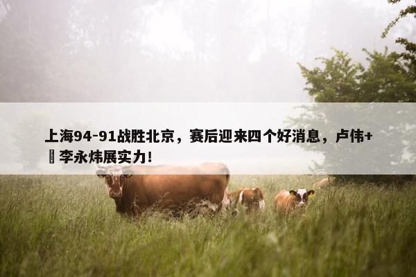 上海94-91战胜北京，赛后迎来四个好消息，卢伟+偰李永炜展实力！