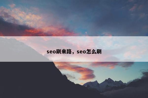 seo刷来路，seo怎么刷