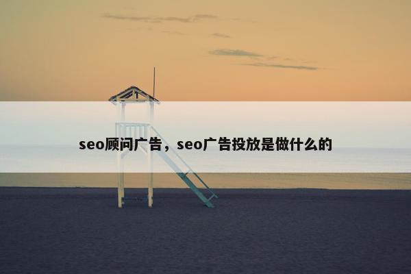 seo顾问广告，seo广告投放是做什么的