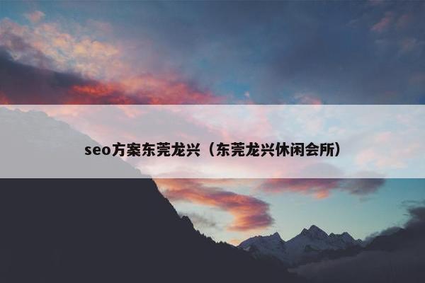 seo方案东莞龙兴（东莞龙兴休闲会所）