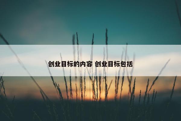 创业目标的内容 创业目标包括