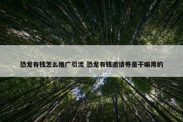 恐龙有钱怎么推广引流 恐龙有钱邀请券是干嘛用的