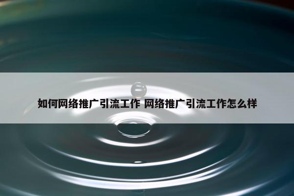 如何网络推广引流工作 网络推广引流工作怎么样