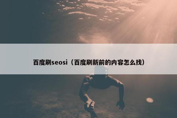 百度刷seosi（百度刷新前的内容怎么找）