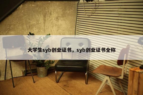 大学生syb创业证书，syb创业证书全称