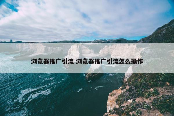 浏览器推广引流 浏览器推广引流怎么操作