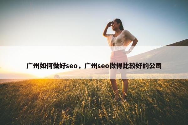 广州如何做好seo，广州seo做得比较好的公司