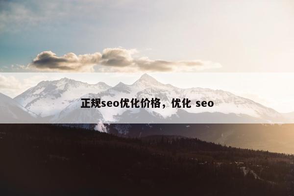 正规seo优化价格，优化 seo