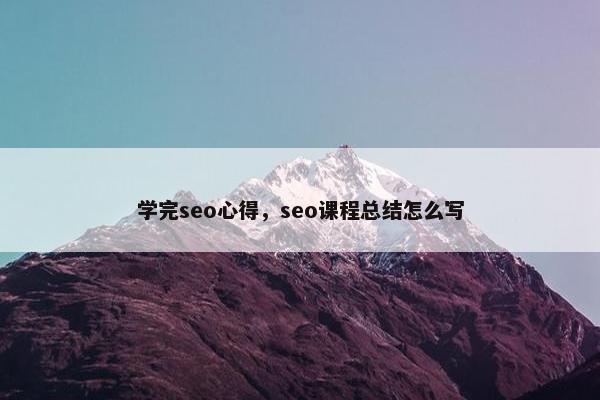 学完seo心得，seo课程总结怎么写