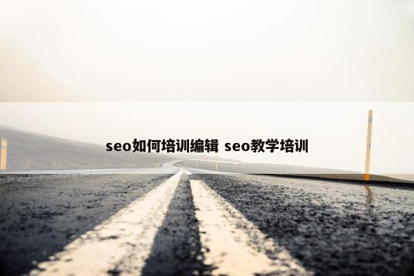 seo如何培训编辑 seo教学培训