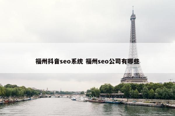 福州抖音seo系统 福州seo公司有哪些