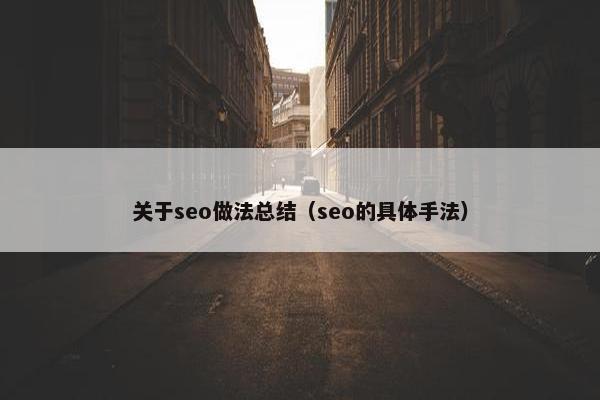 关于seo做法总结（seo的具体手法）