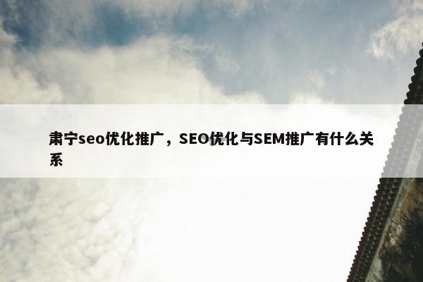 肃宁seo优化推广，SEO优化与SEM推广有什么关系