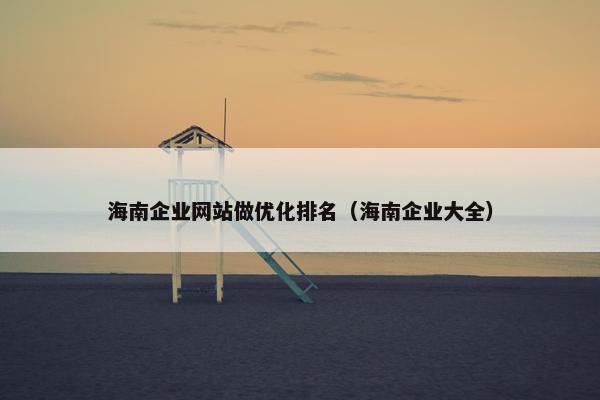 海南企业网站做优化排名（海南企业大全）