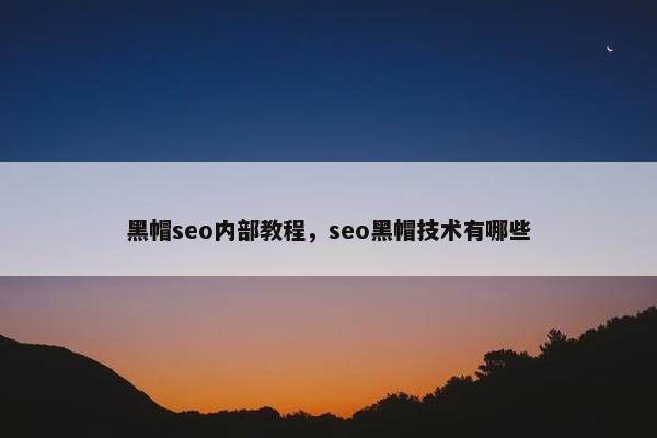 黑帽seo内部教程，seo黑帽技术有哪些