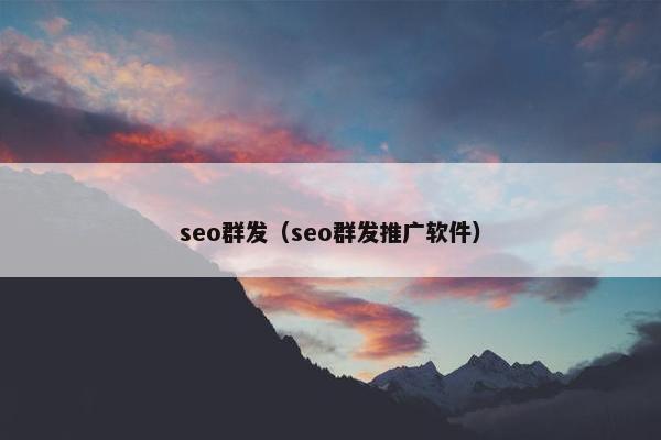 seo群发（seo群发推广软件）