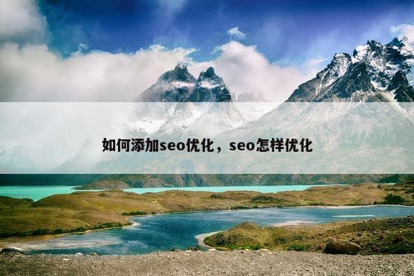 如何添加seo优化，seo怎样优化