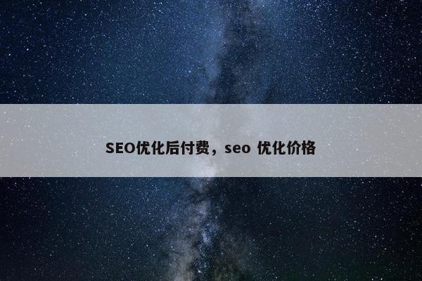 SEO优化后付费，seo 优化价格