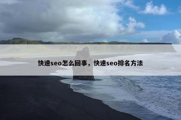 快速seo怎么回事，快速seo排名方法