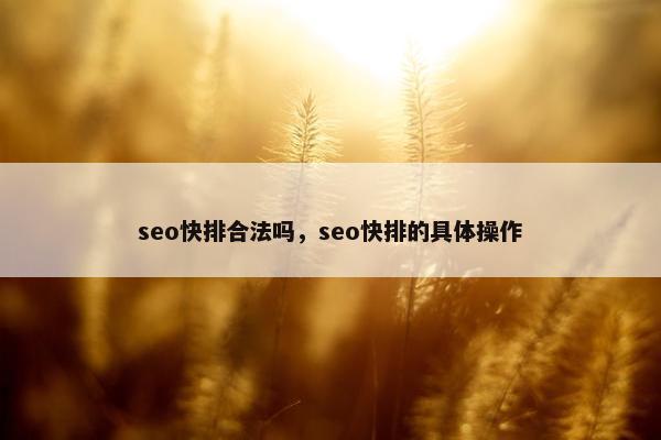 seo快排he发吗，seo快排的具体操作