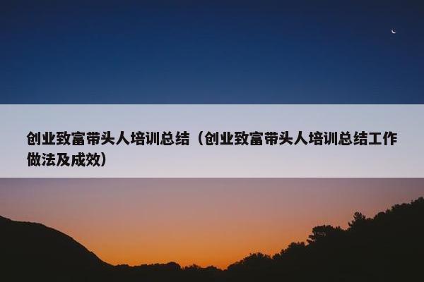 创业致富带头人培训总结（创业致富带头人培训总结工作做法及成效）